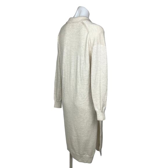 Aritzia Wilfred NWOT Cream White Knit Deep V Wool Collar Midi Sweater Dress 2XS - Picture 7 of 13